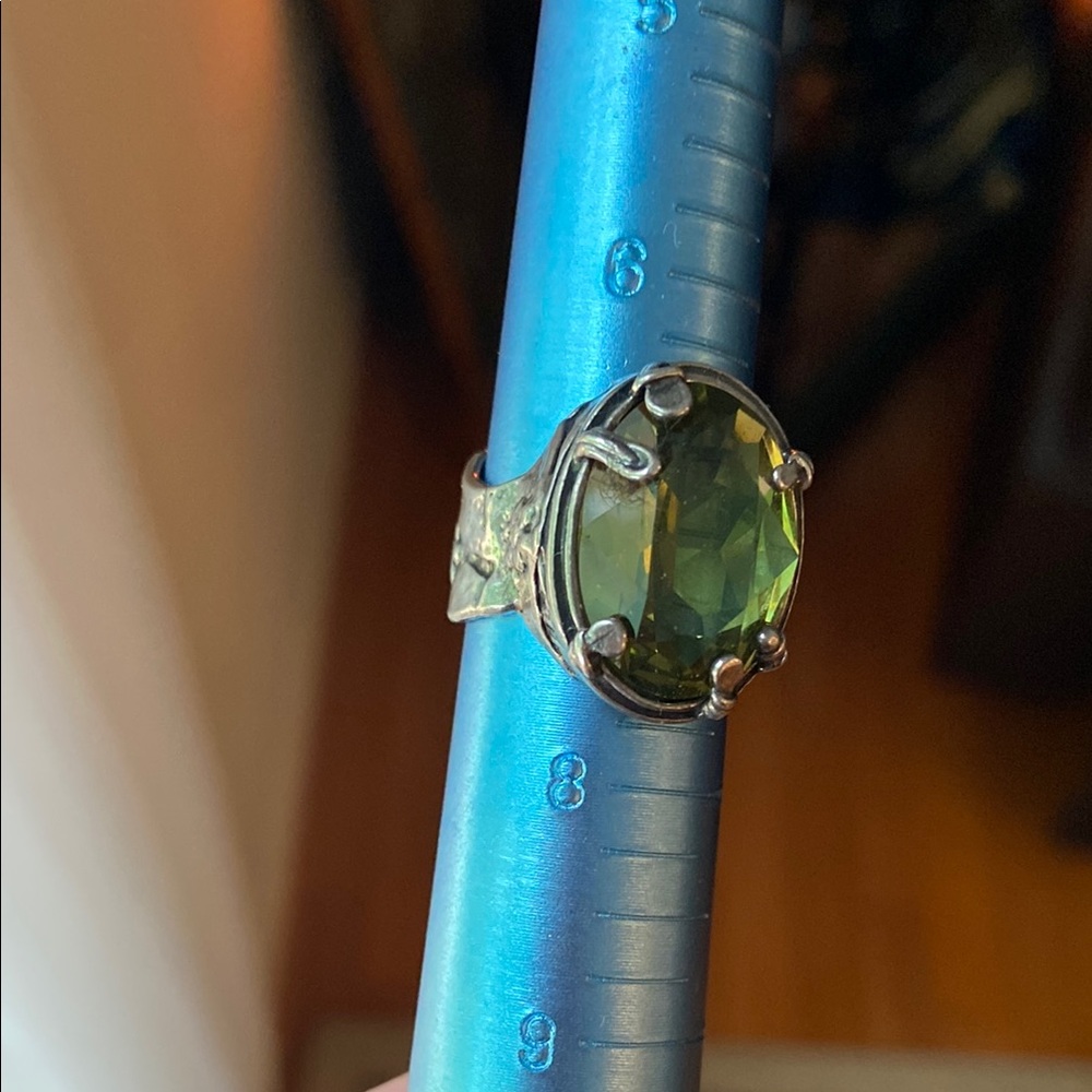 Silpada Olive Green Swarovski Crystal & .925 Silver Ring